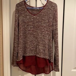 Long sleeve maroon high low Liz Claiborne sweater
